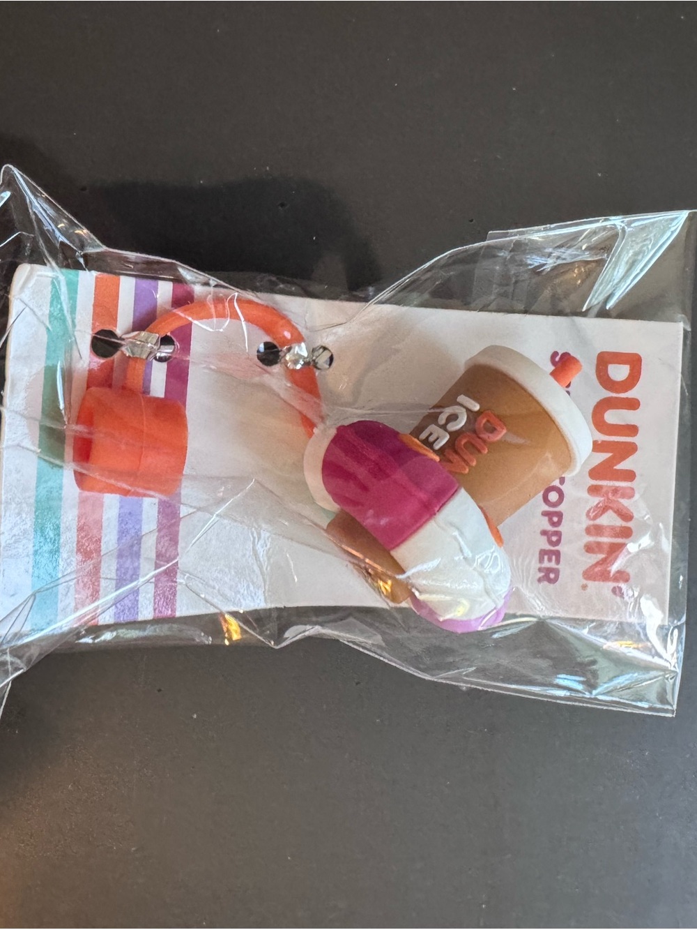 Dunkin' Coffee Cup & Donut straw topper - Orange, Pink, White